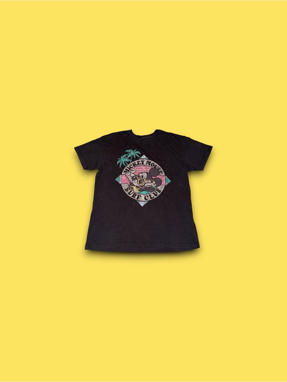 Hollister Shirt Mens S Black Mickey Mouse Surf Club Graphic Crew Neck Cotton